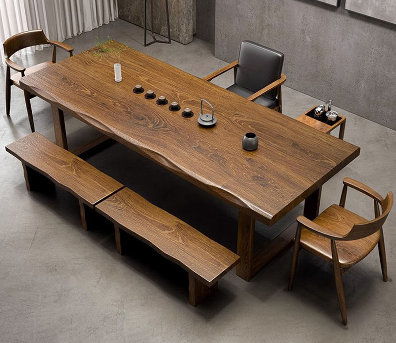 Tea table modern simple large plate solid wood tea table and chair combination Tea table modern simple large plate solid wood tea table and chair combination