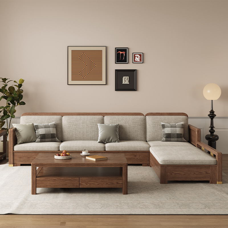 Northern Europe furniture ash wood solid wood sofa modern simple winter and summer dual purpose corner concubine sofa Northern Europe furniture ash wood solid wood sofa modern simple winter and summer dual purpose corner concubine sofa