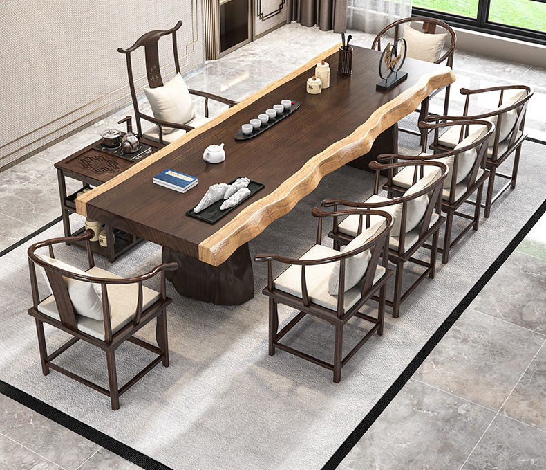 Tea table tea table new Chinese solid wood tea table office meeting large board tea table Tea table tea table new Chinese solid wood tea table office meeting large board tea table