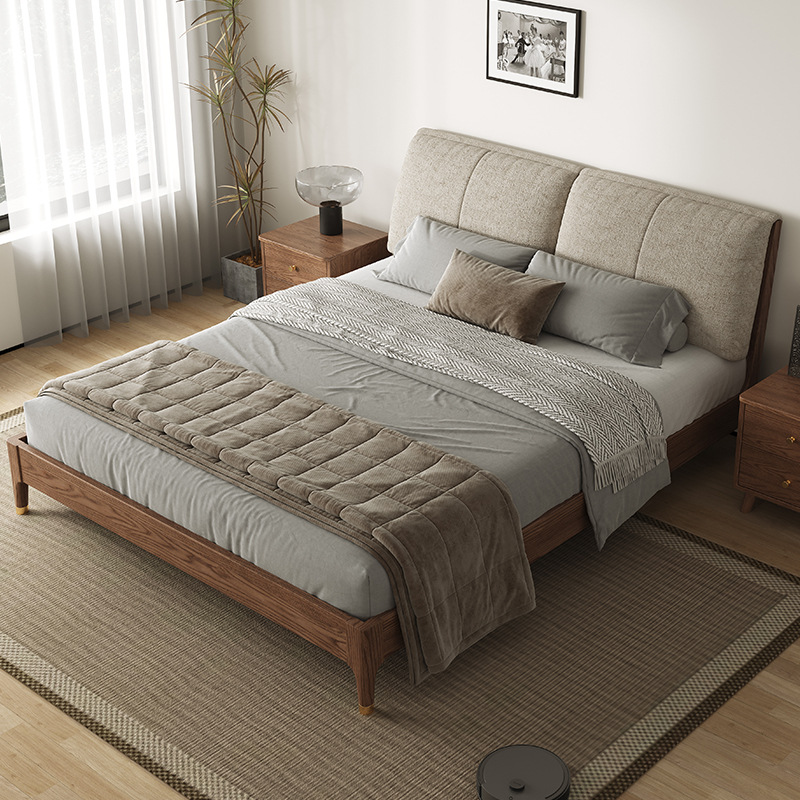 Nordic full solid wood bed Nordic furniture ash soft bed Nordic full solid wood bed Nordic furniture ash soft bed