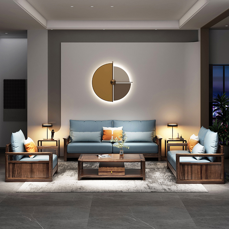New Chinese furniture black walnut solid wood sofa modern light luxury sofa furniture New Chinese furniture black walnut solid wood sofa modern light luxury sofa furniture