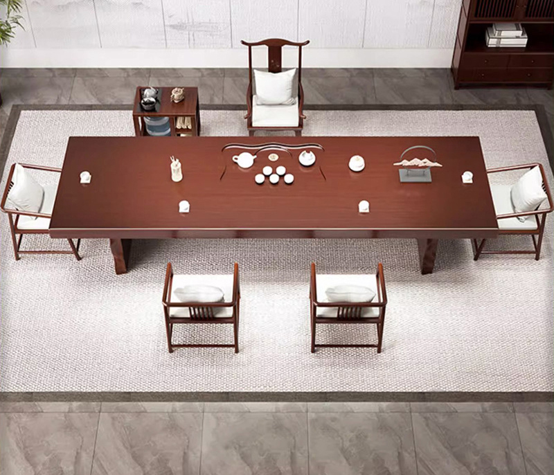 Tea table tea table New Chinese Zen tea table solid wood large board tea table and chair combination Tea table tea table New Chinese Zen tea table solid wood large board tea table and chair combination