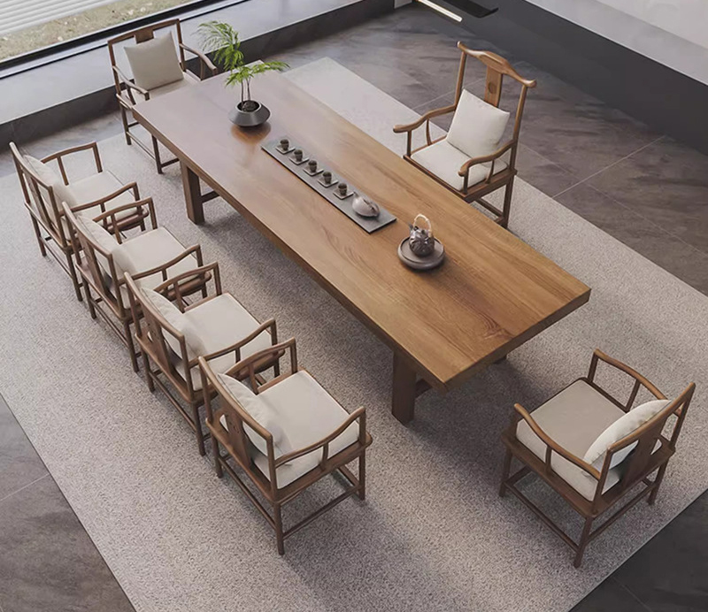 Tea table tea table new Chinese solid wood tea table and chair log board tea table Tea table tea table new Chinese solid wood tea table and chair log board tea table