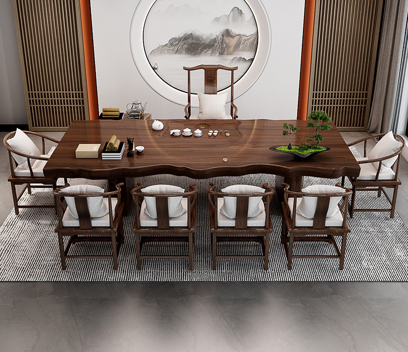 Tea table tea table new Chinese solid wood board tea table and chair Tea table tea table new Chinese solid wood board tea table and chair