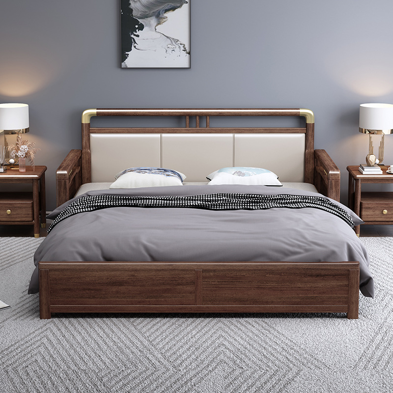 New Chinese furniture solid wood sofa bed walnut solid wood telescopic push broaching machine New Chinese furniture solid wood sofa bed walnut solid wood telescopic push broaching machine