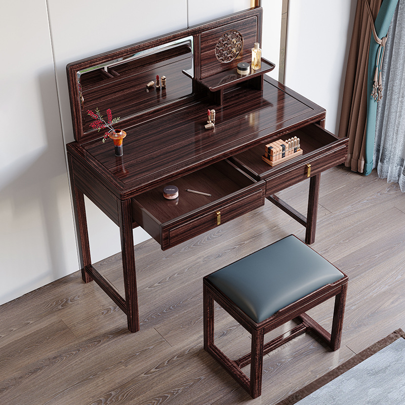 New Chinese furniture solid wood dressing table Light luxury Ujin wood locker New Chinese furniture solid wood dressing table Light luxury Ujin wood locker