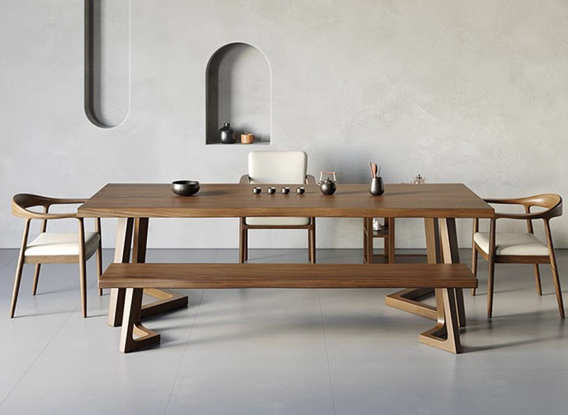 All solid wood tea table and chair combination, modern simple large plate tea table All solid wood tea table and chair combination, modern simple large plate tea table