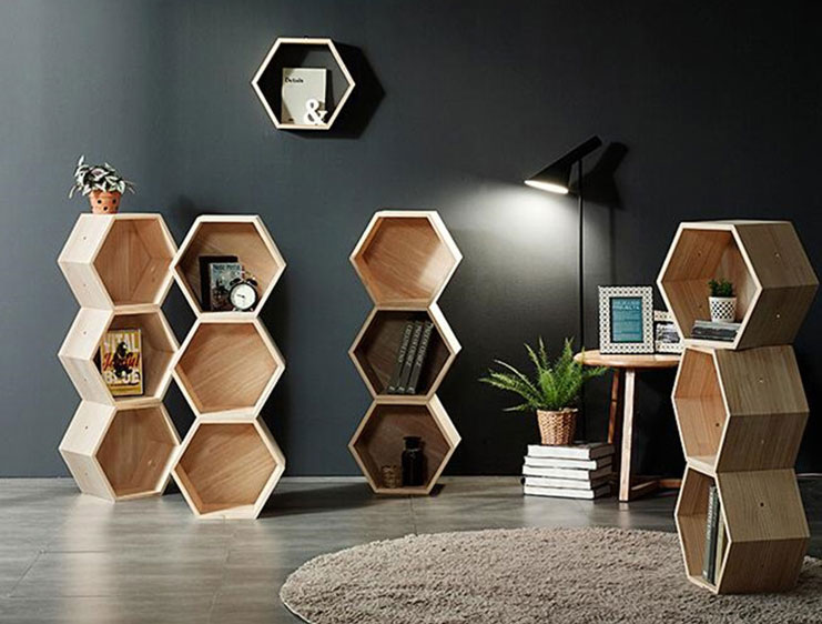 Solid wood hexagonal storage shelf: forest breath, new favorite wall Solid wood hexagonal storage shelf: forest breath, new favorite wall
