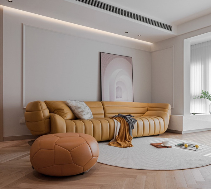 Italian light luxury sofa banana sofa frosted velvet fabric creative fabric sofa Italian light luxury sofa banana sofa frosted velvet fabric creative fabric sofa