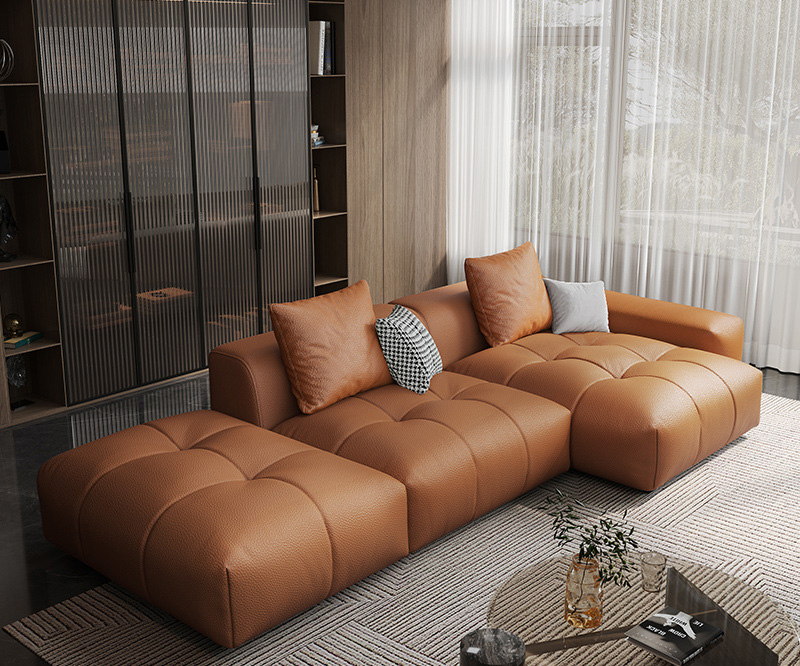 Modern simple furniture light luxury cream wind cat scratch leather sofa Modern simple furniture light luxury cream wind cat scratch leather sofa