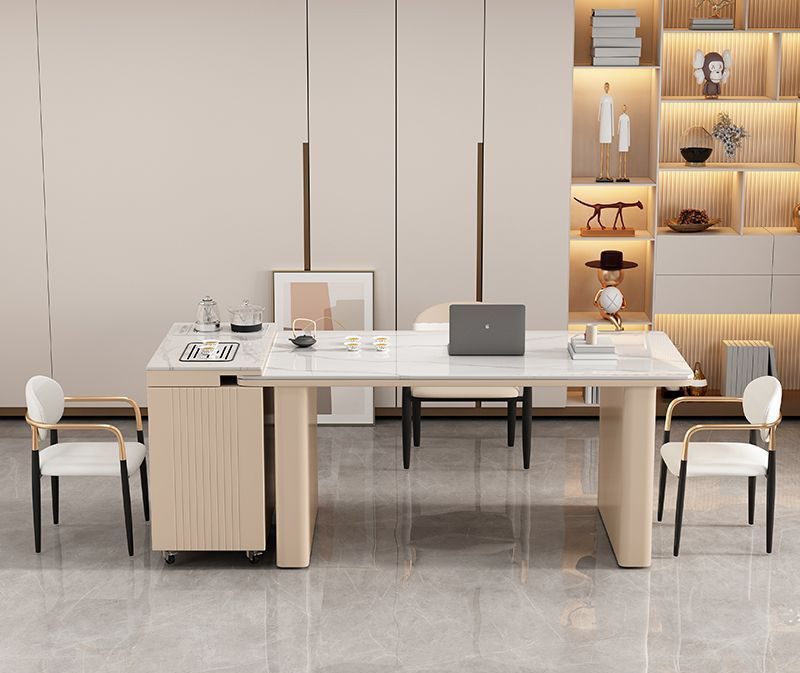 Modern simple cream-style French rock slab multi-function with tea table Modern simple cream-style French rock slab multi-function with tea table