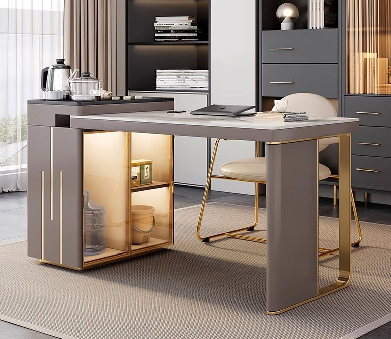 Light luxury rock plate tea island table integrated home modern simple telescopic multi-functional small apartment combination Light luxury rock plate tea island table integrated home modern simple telescopic multi-functional small apartment combination