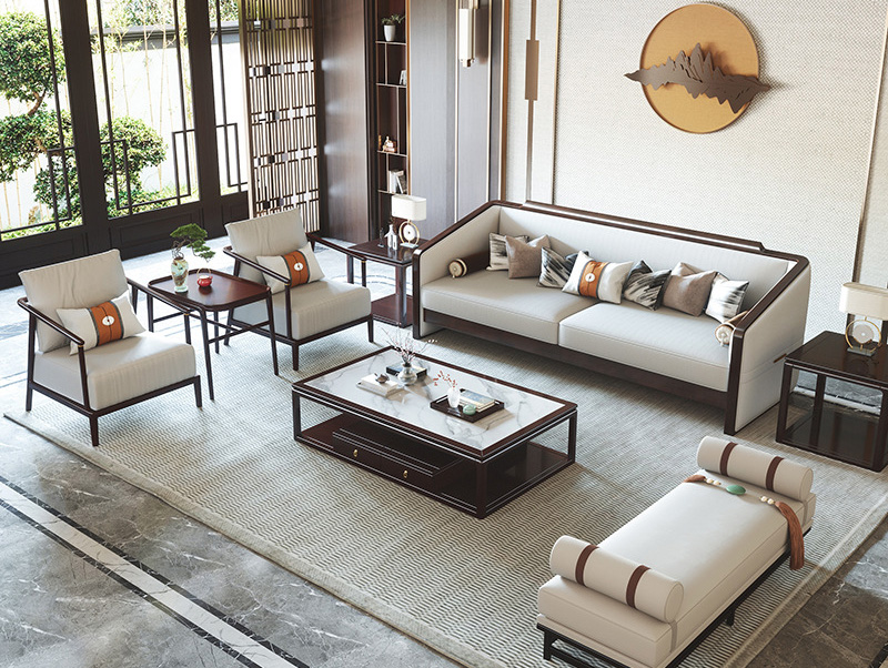 Chinese style new Chinese style solid wood sofa light luxury modern simple technology cloth sofa Chinese style new Chinese style solid wood sofa light luxury modern simple technology cloth sofa