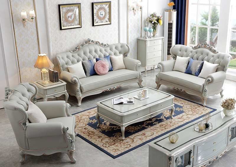 American furniture palace French high-grade leather sofa single double three luxury villa sofa American furniture palace French high-grade leather sofa single double three luxury villa sofa