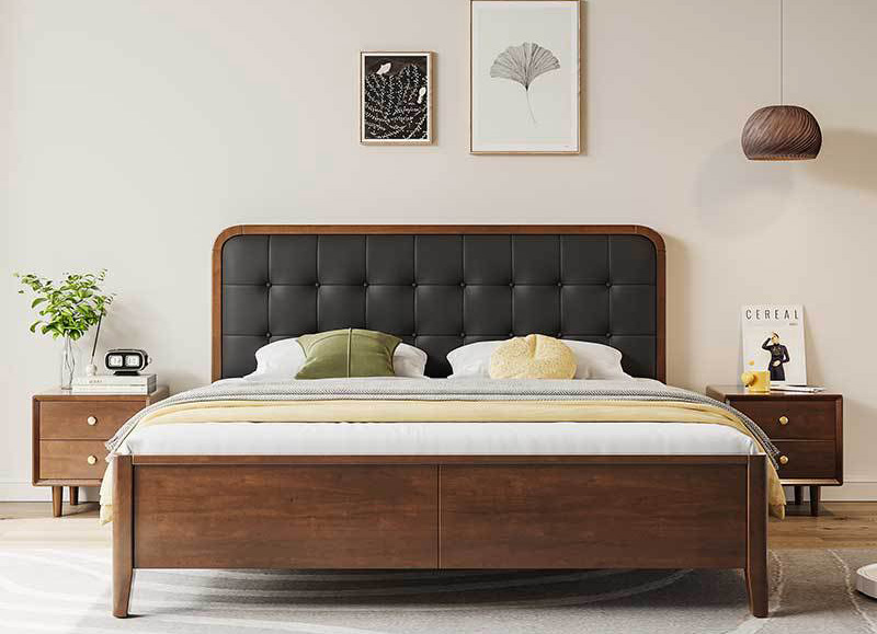 Nordic furniture solid wood bed modern simple master bedroom light luxury white bed Nordic furniture solid wood bed modern simple master bedroom light luxury white bed