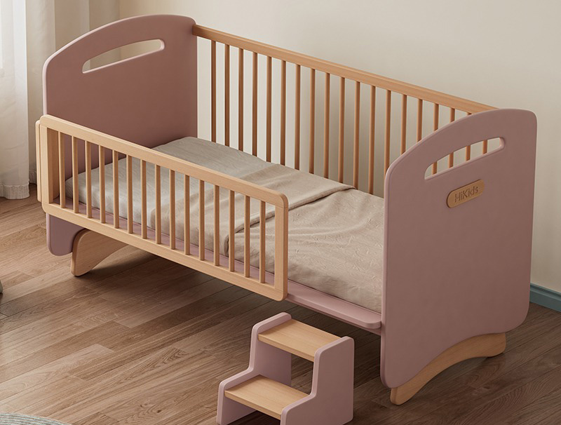 Beech children's bed spliced queen bed widened baby bed Solid wood bed with guardrail Beech children's bed spliced queen bed widened baby bed Solid wood bed with guardrail