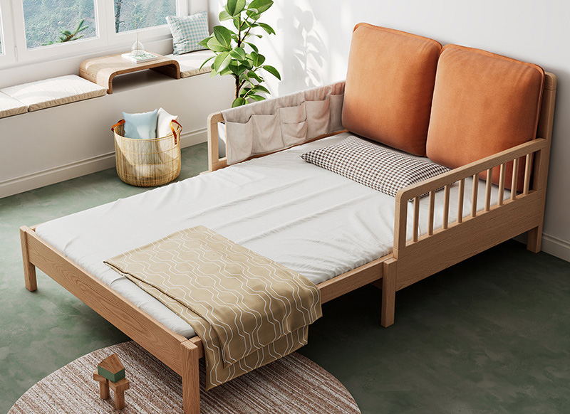Children's bed splicing bed with guardrail pull-out telescopic bed Single bed Small sofa bed folding dual use Children's bed splicing bed with guardrail pull-out telescopic bed Single bed Small sofa bed folding dual use