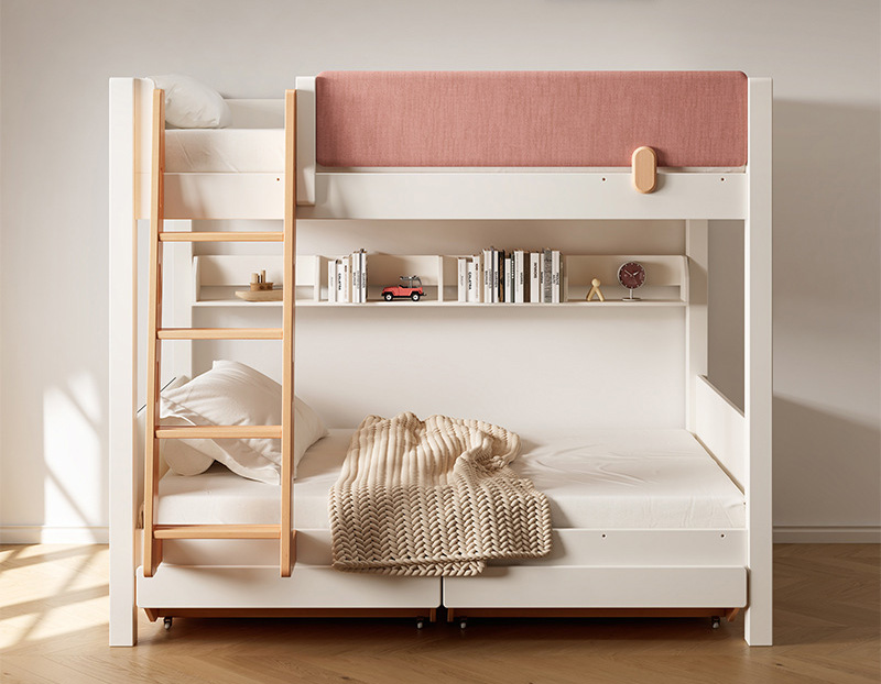 Children's high and low beds Bunk bunk beds Pink sugar cube rubber wood princess beds Children's high and low beds Bunk bunk beds Pink sugar cube rubber wood princess beds