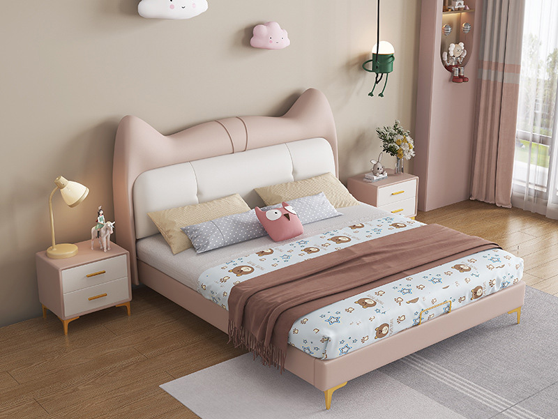 Children's furniture modern simple children's Nappa leather sheets Internet celebrity bed Children's furniture modern simple children's Nappa leather sheets Internet celebrity bed