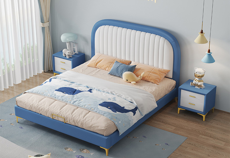 Children's bed Boys single bed Teenagers modern simple boys solid wood bed girls soft sheathing bed storage bed Children's bed Boys single bed Teenagers modern simple boys solid wood bed girls soft sheathing bed storage bed