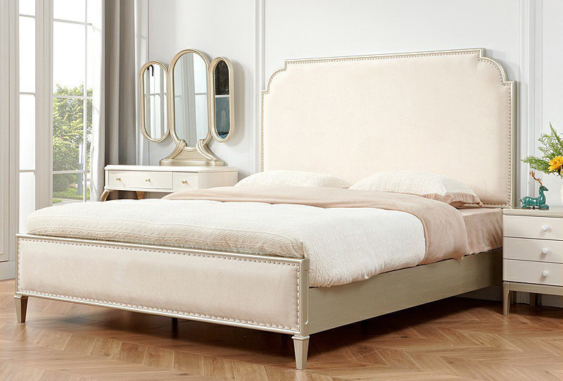 American furniture modern simple light luxury solid wood bed light American princess bed soft package wedding bed American furniture modern simple light luxury solid wood bed light American princess bed soft package wedding bed