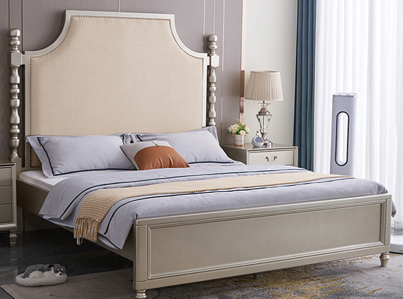 American furniture simple light luxury solid wood bed retro cloth bed double soft bag big bed American furniture simple light luxury solid wood bed retro cloth bed double soft bag big bed