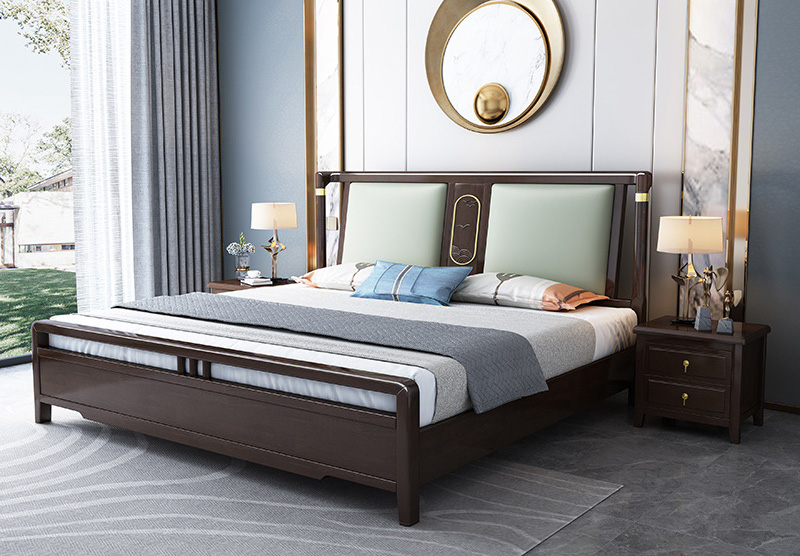 New Chinese furniture new Chinese solid wood bed modern simple small household storage bed New Chinese furniture new Chinese solid wood bed modern simple small household storage bed