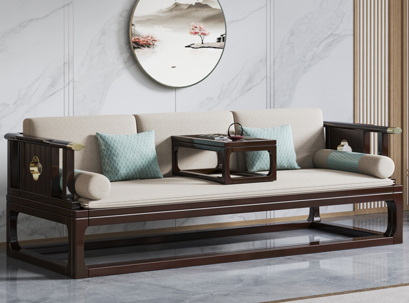 New Chinese furniture solid wood Arhat bed Arhat bed push-pull sofa bed New Chinese furniture solid wood Arhat bed Arhat bed push-pull sofa bed