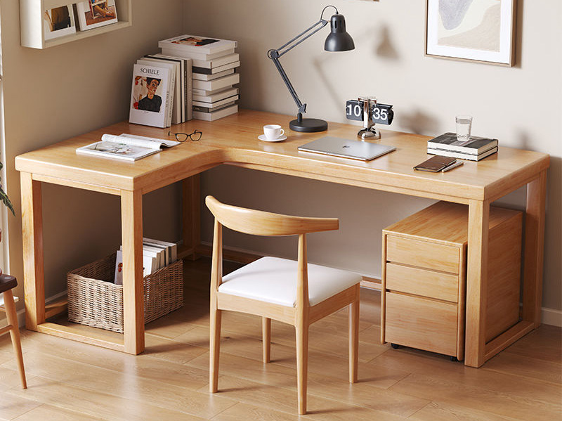 All solid wood corner desk bookcase integrated corner computer desk home study desk L-shaped bedroom long table All solid wood corner desk bookcase integrated corner computer desk home study desk L-shaped bedroom long table