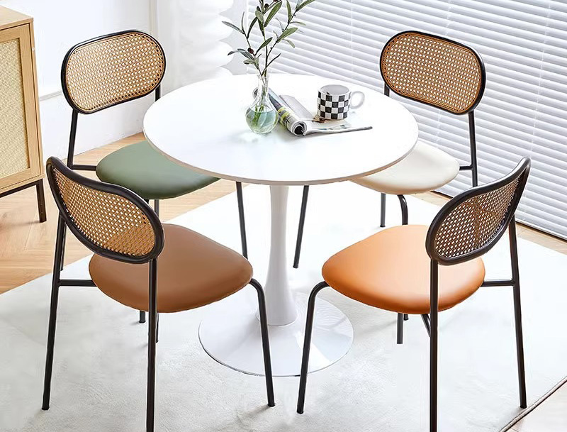 Nordic rattan woven home iron dining chair ins net celebrity backrest chair cafe casual restaurant stool retro dining chair Nordic rattan woven home iron dining chair ins net celebrity backrest chair cafe casual restaurant stool retro dining chair