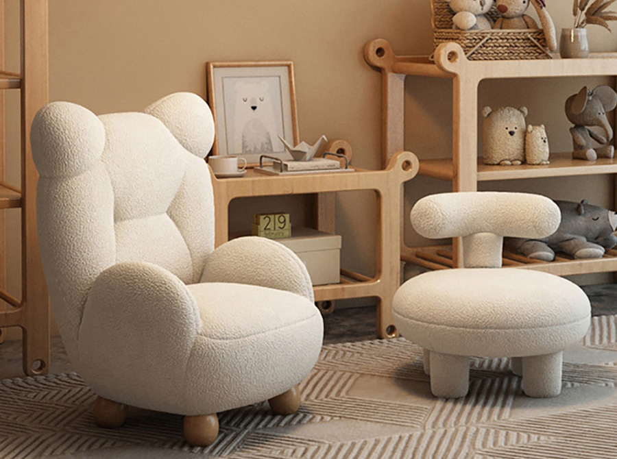Nordic lamb fleece cream style children's Bear sofa chair Baby single cartoon seat mini lazy small sofa Nordic lamb fleece cream style children's Bear sofa chair Baby single cartoon seat mini lazy small sofa