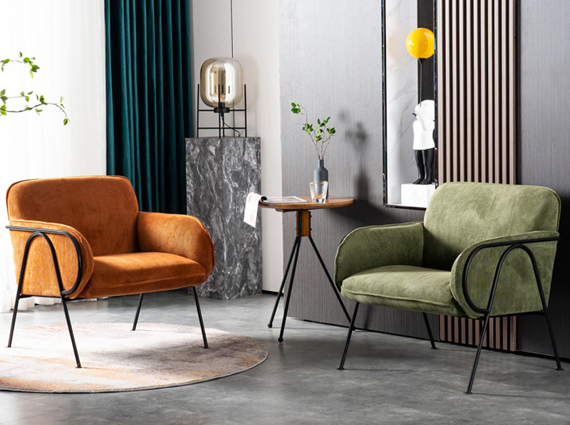 Nordic single sofa Light luxury simple apartment small bedroom balcony lounge chair Retro corduroy cloth tiger chair Nordic single sofa Light luxury simple apartment small bedroom balcony lounge chair Retro corduroy cloth tiger chair