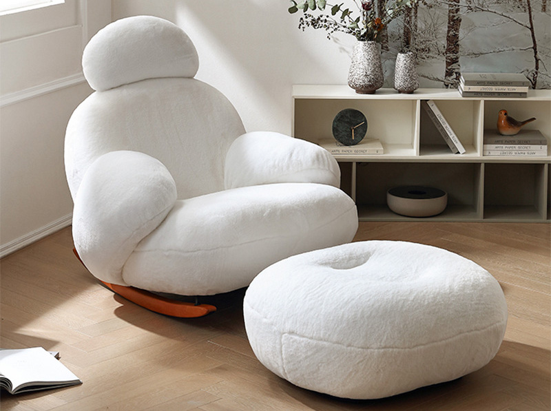 Simple modern net red white chair cute small sofa single rocking chair on the floor lazy sofa balcony lounge chair Simple modern net red white chair cute small sofa single rocking chair on the floor lazy sofa balcony lounge chair