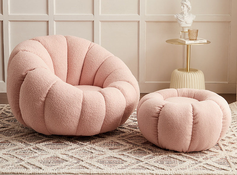 Lazy sofa pumpkin chair tatami lamb wool white casual lovely single small sofa Lazy sofa pumpkin chair tatami lamb wool white casual lovely single small sofa