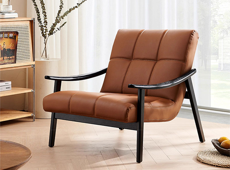 Single leather sofa chair Solid wood chief chair retro Ohm leisure chair Single leather sofa chair Solid wood chief chair retro Ohm leisure chair