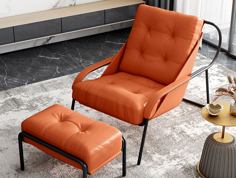 Italian single chair minimalist leisure chair Single sofa chair leather recliner Italian single chair minimalist leisure chair Single sofa chair leather recliner