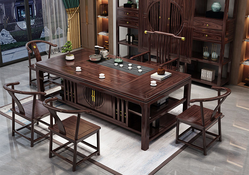 New Chinese tea table and chair combination of rosewood high-end mahogany office tea a few kung fu tea kettle one New Chinese tea table and chair combination of rosewood high-end mahogany office tea a few kung fu tea kettle one
