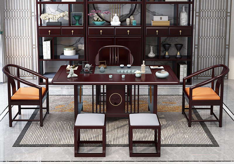 New Chinese tea table and chair combination solid wood kung fu tea table and tea set modern simple Zen tea table and chair New Chinese tea table and chair combination solid wood kung fu tea table and tea set modern simple Zen tea table and chair