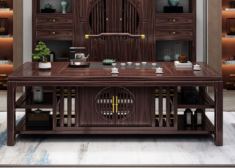 New Chinese tea table and chair combination of rosewood high-end mahogany office tea a few kung fu tea kettle one