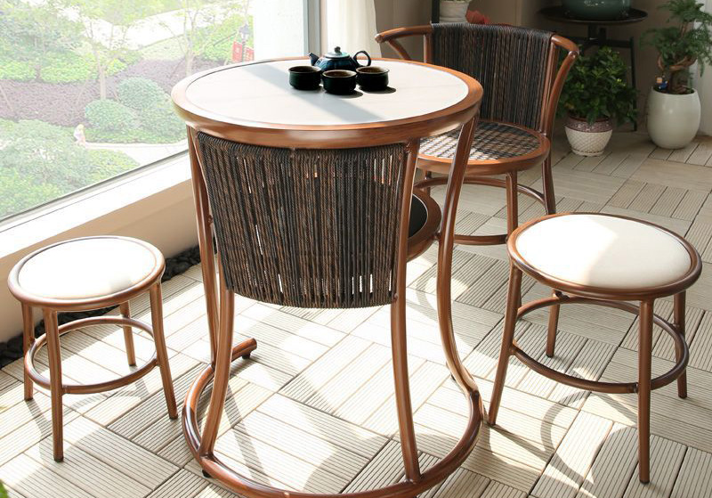 Balcony tea table and chair combination rattan table and chair outdoor small apartment table and chair three-piece set Balcony tea table and chair combination rattan table and chair outdoor small apartment table and chair three-piece set