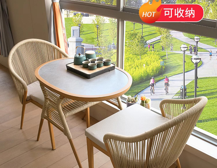 Balcony small table and chair rattan chair three-piece outdoor leisure garden terrace a table and two chairs terrace tea table and chair combination Balcony small table and chair rattan chair three-piece outdoor leisure garden terrace a table and two chairs terrace tea table and chair combination